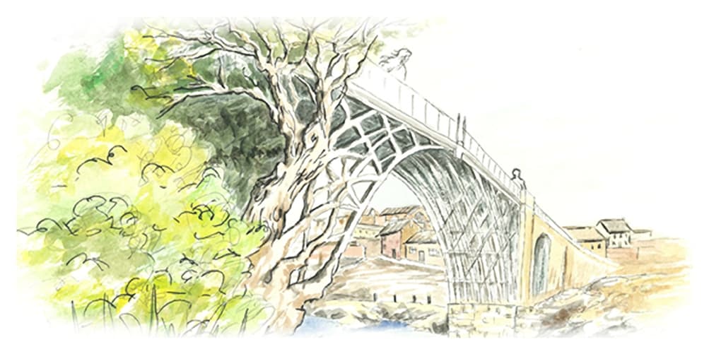 Watercolour bridge artwork